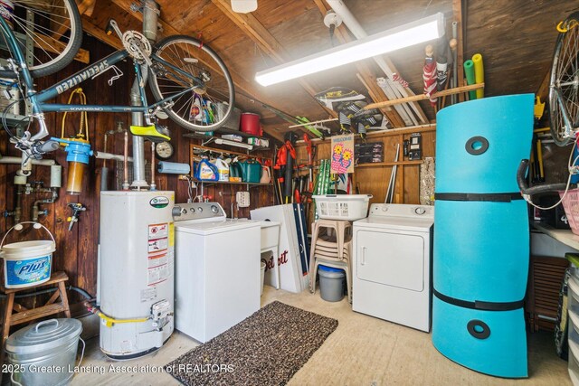 4951 Shore Ln, Perrinton, MI 48871 - washroom featuring washer / clothes dryer and water heater