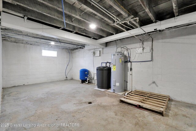 1246 House Rd N, Webberville, MI 48892 - below grade area featuring electric water heater and a water pressure tank