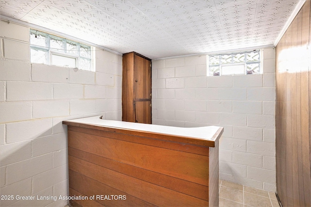 4810 Cherryland Dr, Lansing, MI 48910 - bathroom with plenty of natural light and concrete block wall
