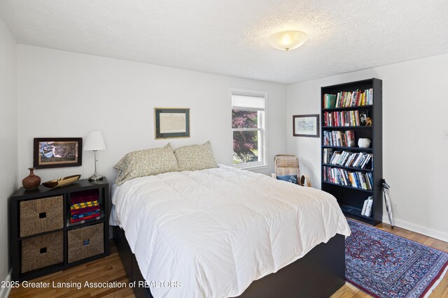 438 Bailey St, East Lansing, MI 48823 - bedroom with wood finished floors and a textured ceiling