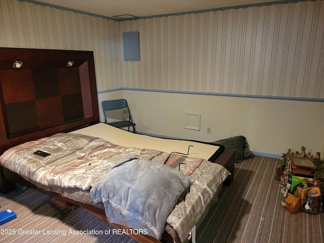718 W Shepherd St, Charlotte, MI 48813 - bedroom featuring a wainscoted wall and carpet flooring