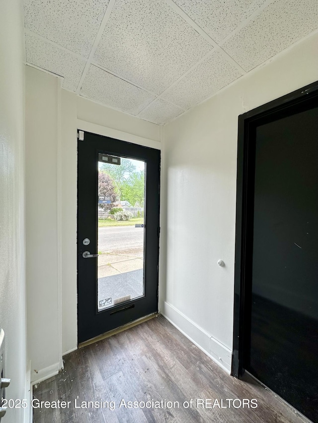 600 E Cavanaugh Rd, Lansing, MI 48910 - entryway featuring a paneled ceiling, wood finished floors, and baseboards