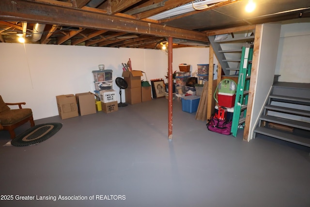 1615 Peppertree Ln, Lansing, MI 48912 - unfinished below grade area featuring stairway