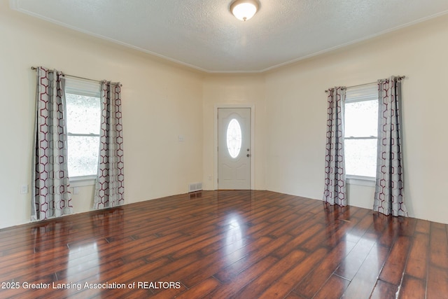309 W Plain St, Eaton Rapids, MI 48827 - entrance foyer with wood-type flooring, plenty of natural light, and a textured ceiling