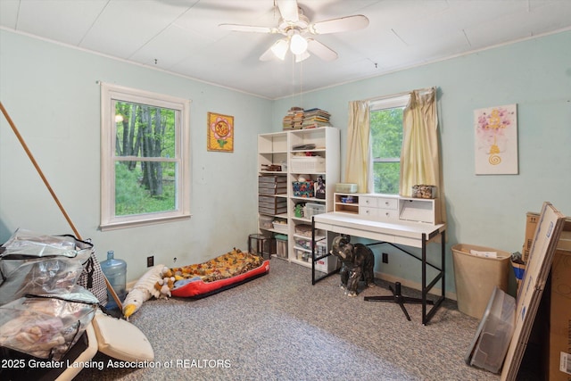 3105 Allen Ln, Harrison, MI 48625 - carpeted office space featuring healthy amount of natural light and ceiling fan