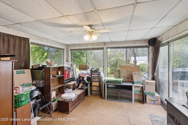 3105 Allen Ln, Harrison, MI 48625 - sunroom / solarium featuring a drop ceiling and carpet floors