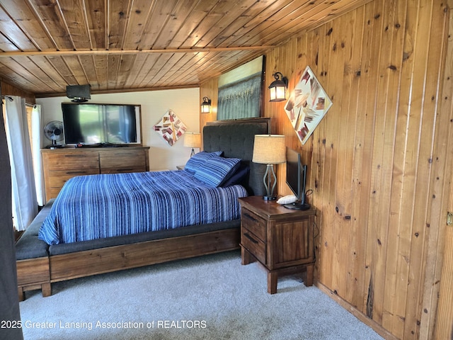 3066 S Canfield Rd, Eaton Rapids, MI 48827 - carpeted bedroom featuring wooden ceiling and wooden walls
