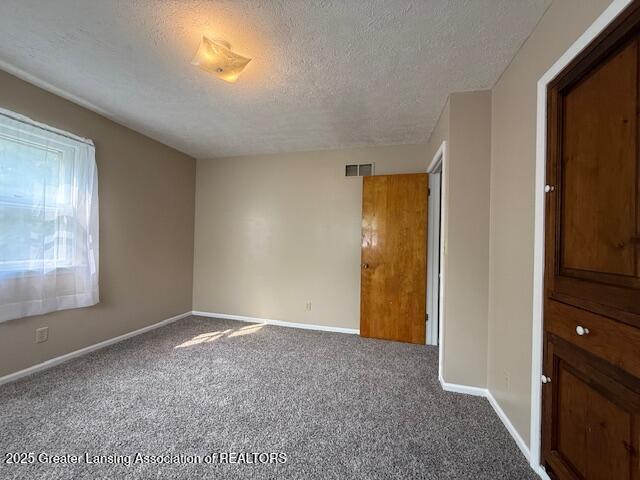 207 Wight St Unit 209, Elsie, MI 48831 - unfurnished bedroom featuring a textured ceiling, carpet flooring, and baseboards