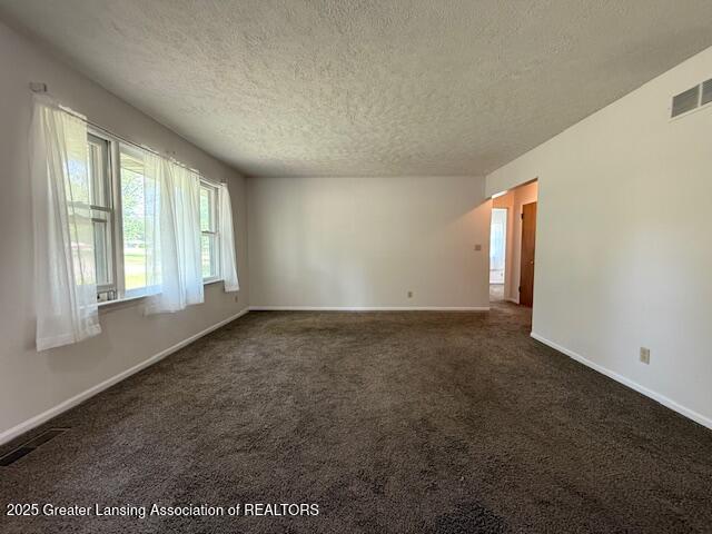 207 Wight St Unit 209, Elsie, MI 48831 - unfurnished room with a textured ceiling, dark carpet, and baseboards