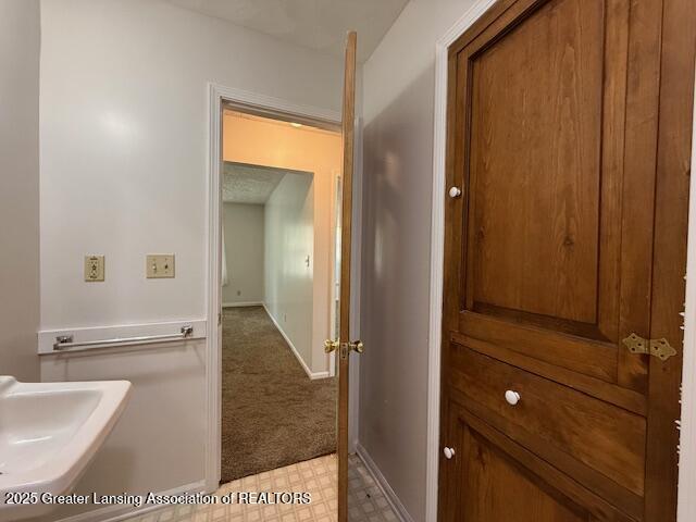 207 Wight St Unit 209, Elsie, MI 48831 - bathroom with baseboards, a sink, and tile patterned floors