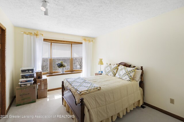 11781 W Herbison Rd, Eagle, MI 48822 - bedroom featuring baseboards, light colored carpet, and a textured ceiling