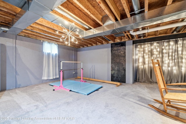 1058 Buckingham Rd, Haslett, MI 48840 - unfinished basement featuring carpet floors