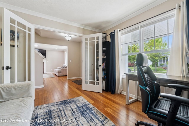 2705 Tapestry Dr Unit 53, Okemos, MI 48864 - office with hardwood / wood-style floors, baseboards, and ornamental molding