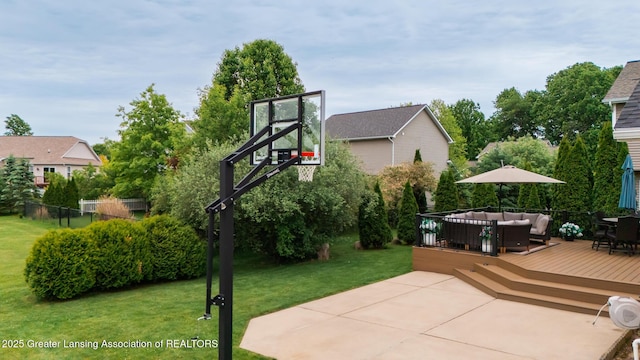 1100 Cranbrook Ln, Mason, MI 48854 - view of patio / terrace featuring an outdoor living space and a wooden deck