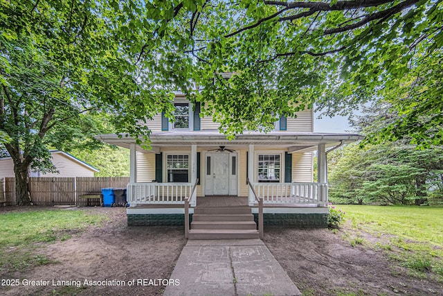 115 W Stephenson St, Morenci, MI 49256 - view of front of house featuring a porch and a ceiling fan
