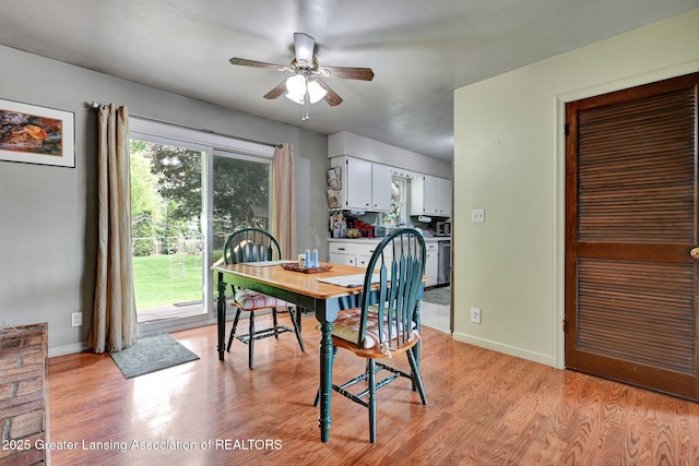14311 Chandler Rd, Bath, MI 48808 - dining area with a ceiling fan and light wood-style floors