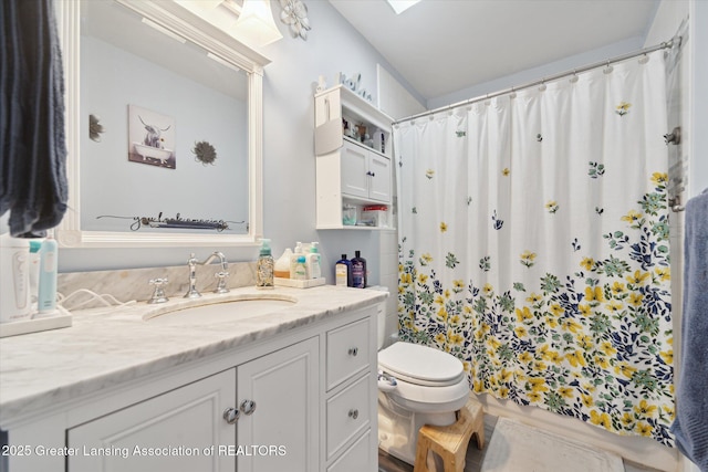 2500 Champion Way, Lansing, MI 48910 - full bathroom with vanity, toilet, and a shower with curtain
