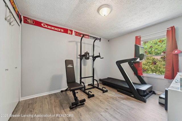 2500 Champion Way, Lansing, MI 48910 - workout area with wood finished floors, a textured ceiling, and baseboards