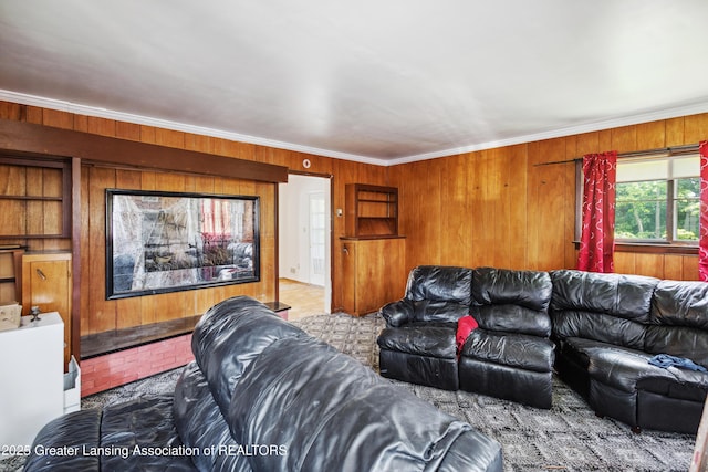 1615 Inverness Ave, Lansing, MI 48915 - living area featuring crown molding and wood walls