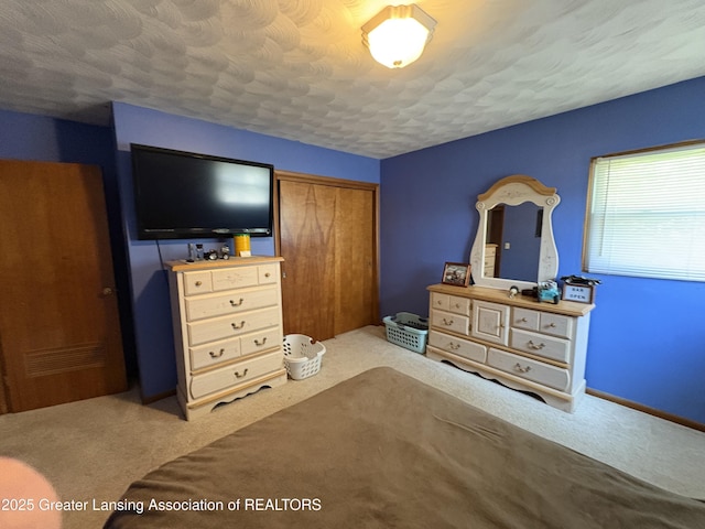 1064 W Shepherd St, Charlotte, MI 48813 - carpeted bedroom featuring a closet and a textured ceiling