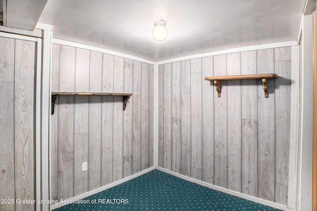 4425 Doncaster Ave, Holt, MI 48842 - carpeted spare room featuring wooden walls and baseboards