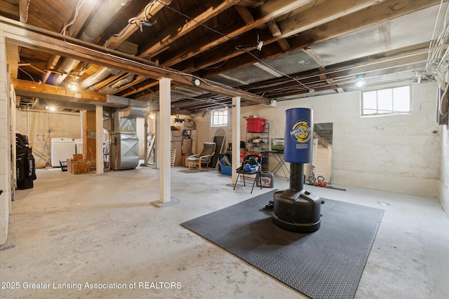 1928 Teel Ave, Lansing, MI 48910 - basement with washer and clothes dryer and heating unit