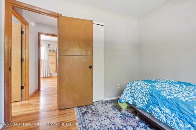 4663 Sycamore St, Holt, MI 48842 - bedroom with light wood-style floors, baseboards, and a closet