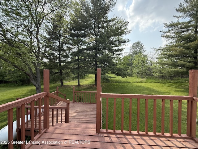 9216 S Grove Rd, Dewitt, MI 48820 - wooden terrace featuring a lawn