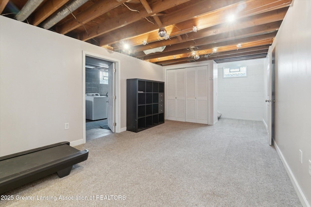 1023 N Hayford Ave, Lansing, MI 48912 - basement featuring washer / clothes dryer and carpet floors