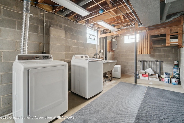 1023 N Hayford Ave, Lansing, MI 48912 - laundry room featuring washer and clothes dryer and electric panel