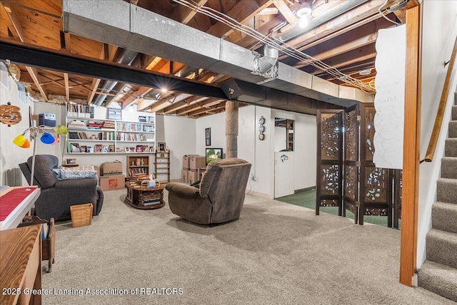 1727 Springfield Ln, Lansing, MI 48912 - carpeted living area featuring stairs