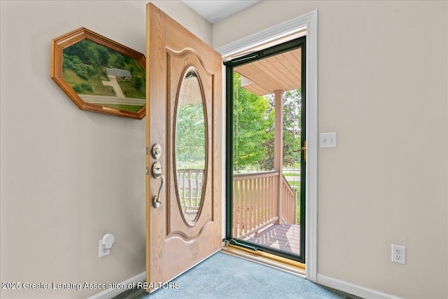1055 Hull Rd, Mason, MI 48854 - foyer featuring carpet and baseboards