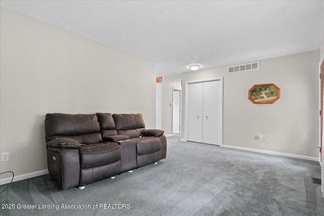 1055 Hull Rd, Mason, MI 48854 - living area with carpet floors, baseboards, and a textured ceiling