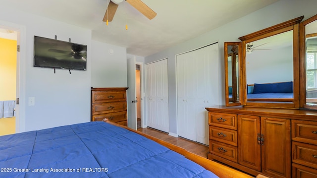 120 Chanticleer Trl, Lansing, MI 48917 - bedroom with wood finished floors, multiple closets, and ceiling fan