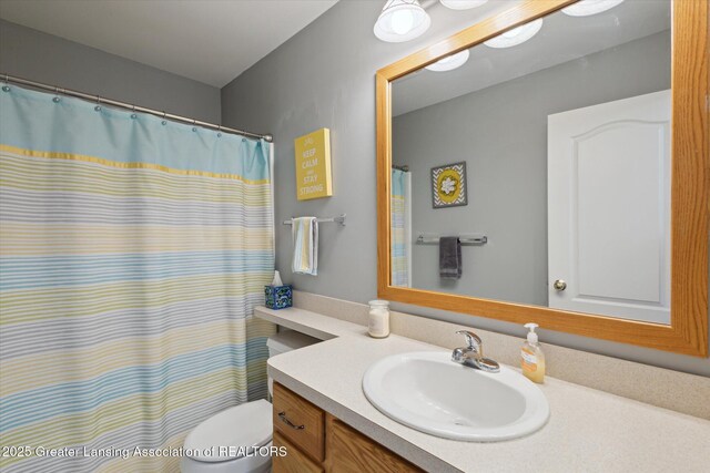 11782 Sara Ann Dr, Dewitt, MI 48820 - full bath with vanity, toilet, and a shower with shower curtain