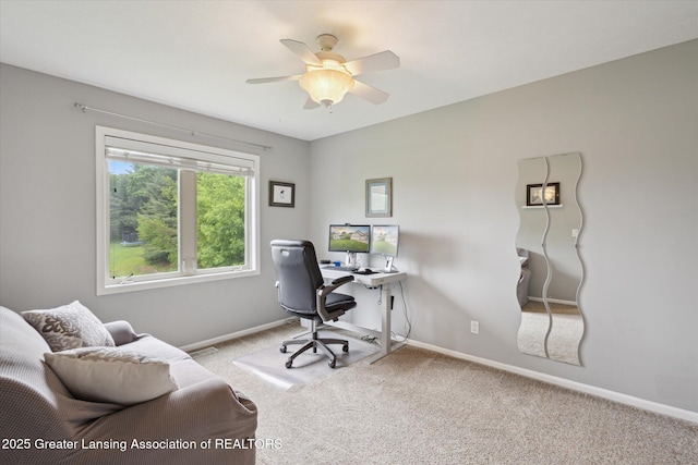 11782 Sara Ann Dr, Dewitt, MI 48820 - carpeted office space with a ceiling fan and baseboards