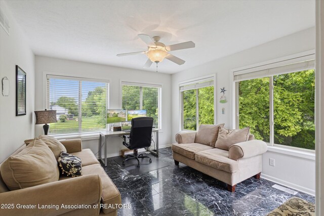 11782 Sara Ann Dr, Dewitt, MI 48820 - office with ceiling fan and baseboards