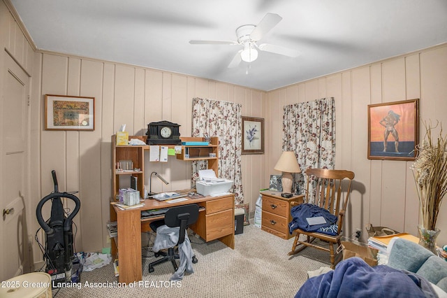 4434 Holt Rd, Holt, MI 48842 - office space featuring light carpet, ceiling fan, and a decorative wall