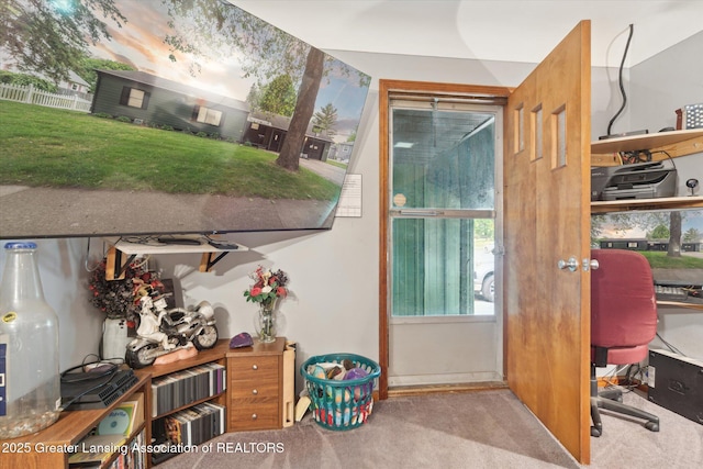 925 Summit St, Owosso, MI 48867 - entryway with carpet flooring and an office area