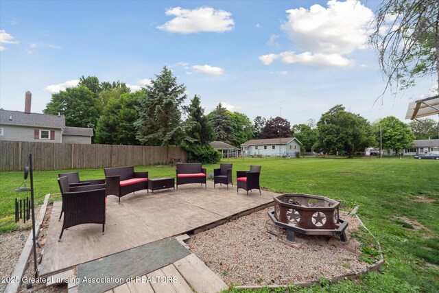 925 Summit St, Owosso, MI 48867 - view of patio featuring an outdoor living space with a fire pit