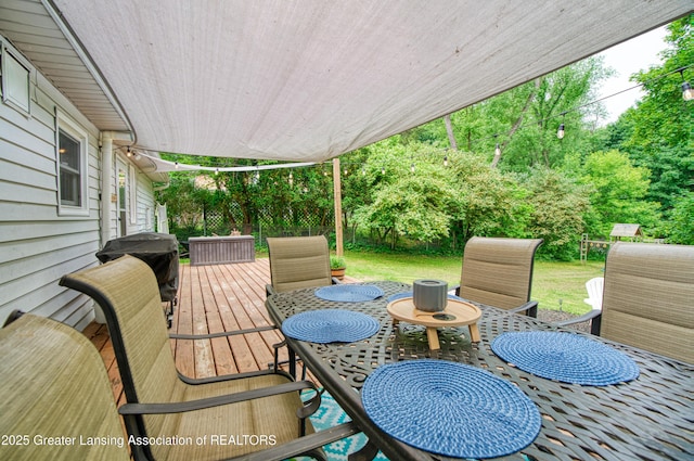 5013 Algonquin Way, Okemos, MI 48864 - wooden deck featuring outdoor dining area
