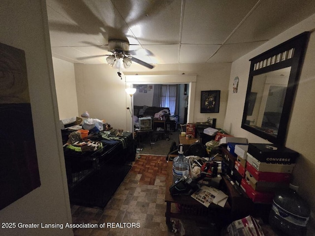 1417 Reo Ave, Lansing, MI 48910 - living room featuring a ceiling fan