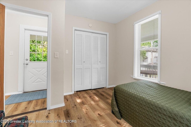 1128 Hickory St, Lansing, MI 48912 - bedroom with wood finished floors, baseboards, and a closet