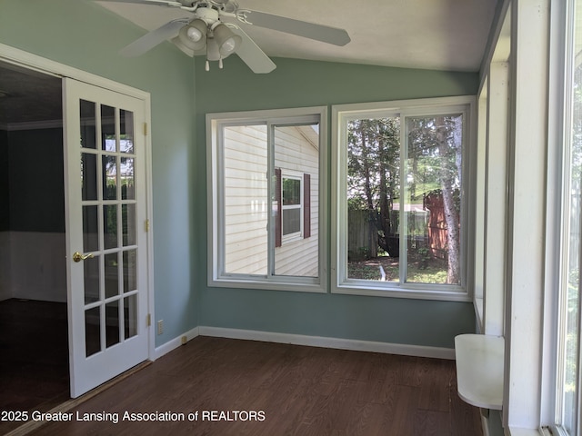 15632 Park Lake Rd, East Lansing, MI 48823 - unfurnished sunroom featuring vaulted ceiling, plenty of natural light, and french doors