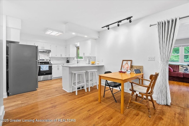 5195 E Brookfield Dr, East Lansing, MI 48823 - dining area featuring light wood-type flooring and track lighting