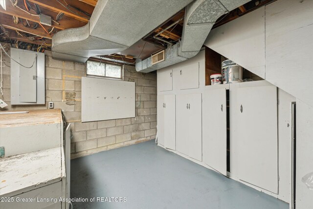 1718 Victor Ave, Lansing, MI 48910 - below grade area featuring electric panel and concrete block wall