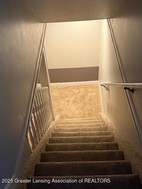 6328 Beechfield Dr, Lansing, MI 48911 - staircase featuring carpet floors