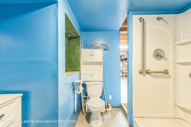 1802 Rockdale Ave, Lansing, MI 48917 - bathroom featuring toilet, unfinished concrete floors, and a shower