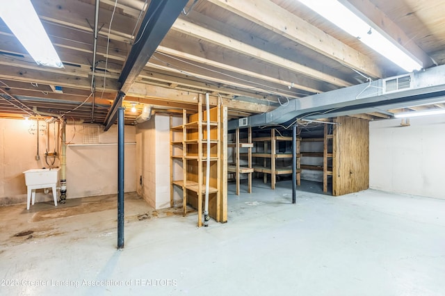 1802 Rockdale Ave, Lansing, MI 48917 - unfinished basement featuring a sink