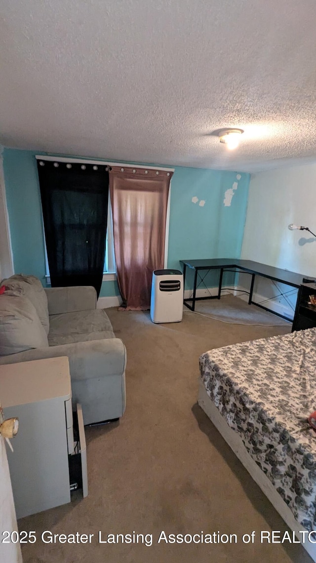 1515 Prospect St, Lansing, MI 48912 - living room featuring a textured ceiling and carpet floors